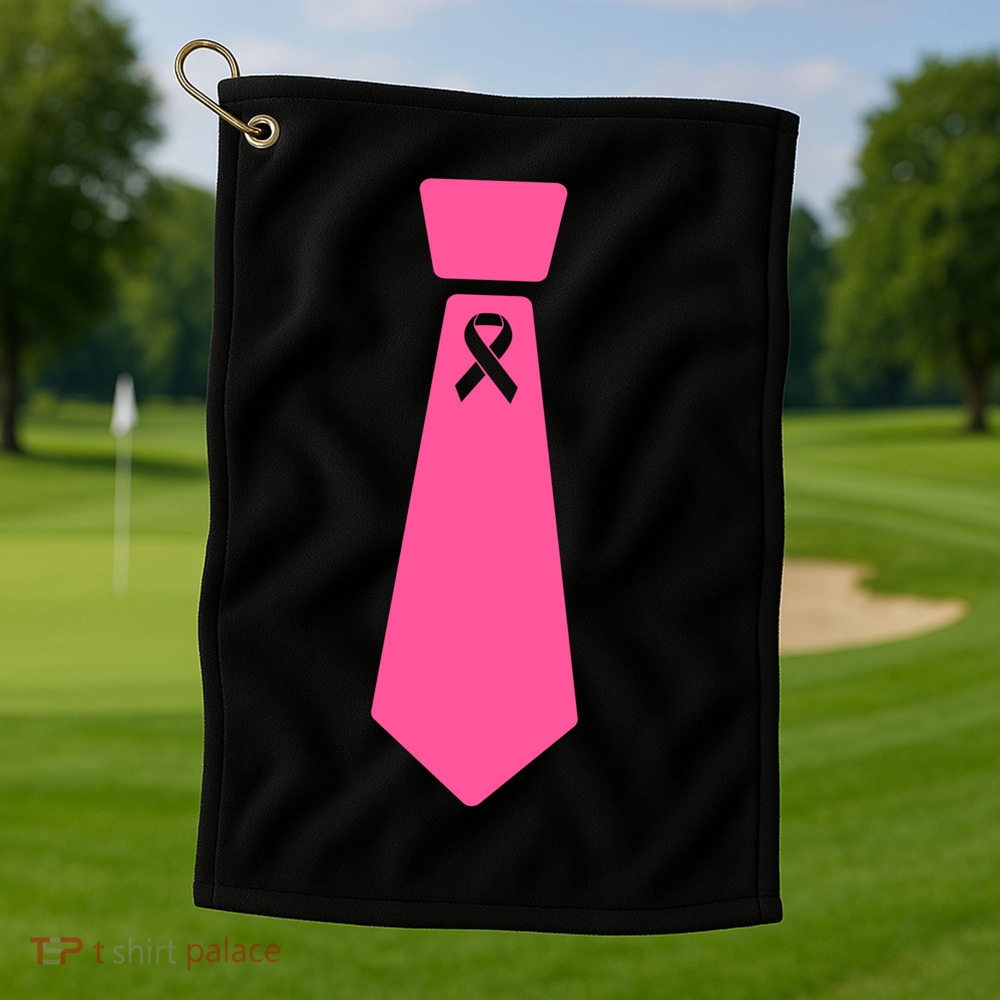 Breast Cancer Awareness Ribbon Tie Golf Towel