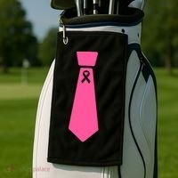 Breast Cancer Awareness Ribbon Tie Golf Towel thumb 2