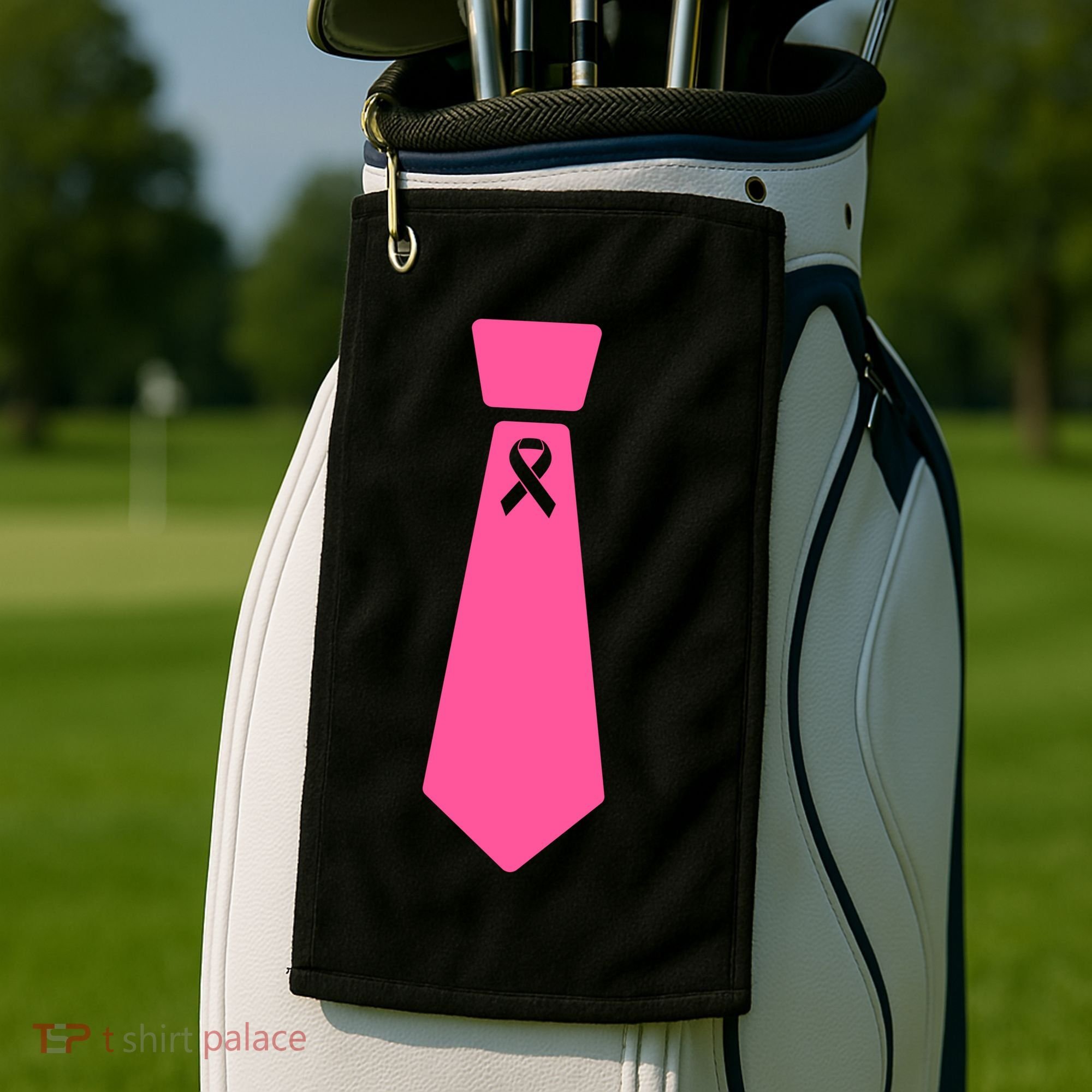 Breast Cancer Awareness Ribbon Tie Golf Towel