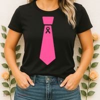 Breast Cancer Awareness Ribbon Tie Women's T-Shirt thumb 2