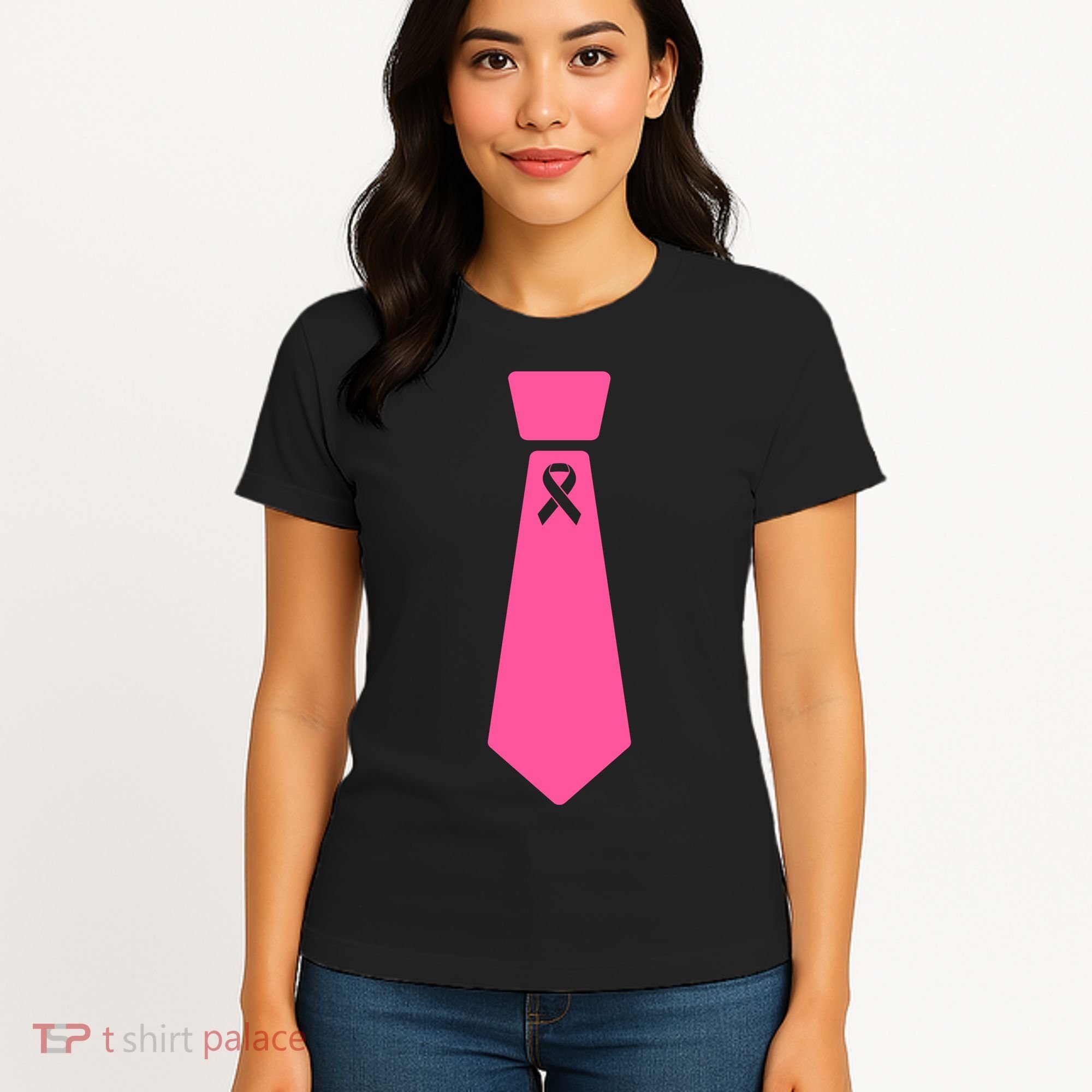 Breast Cancer Awareness Ribbon Tie Women's T-Shirt