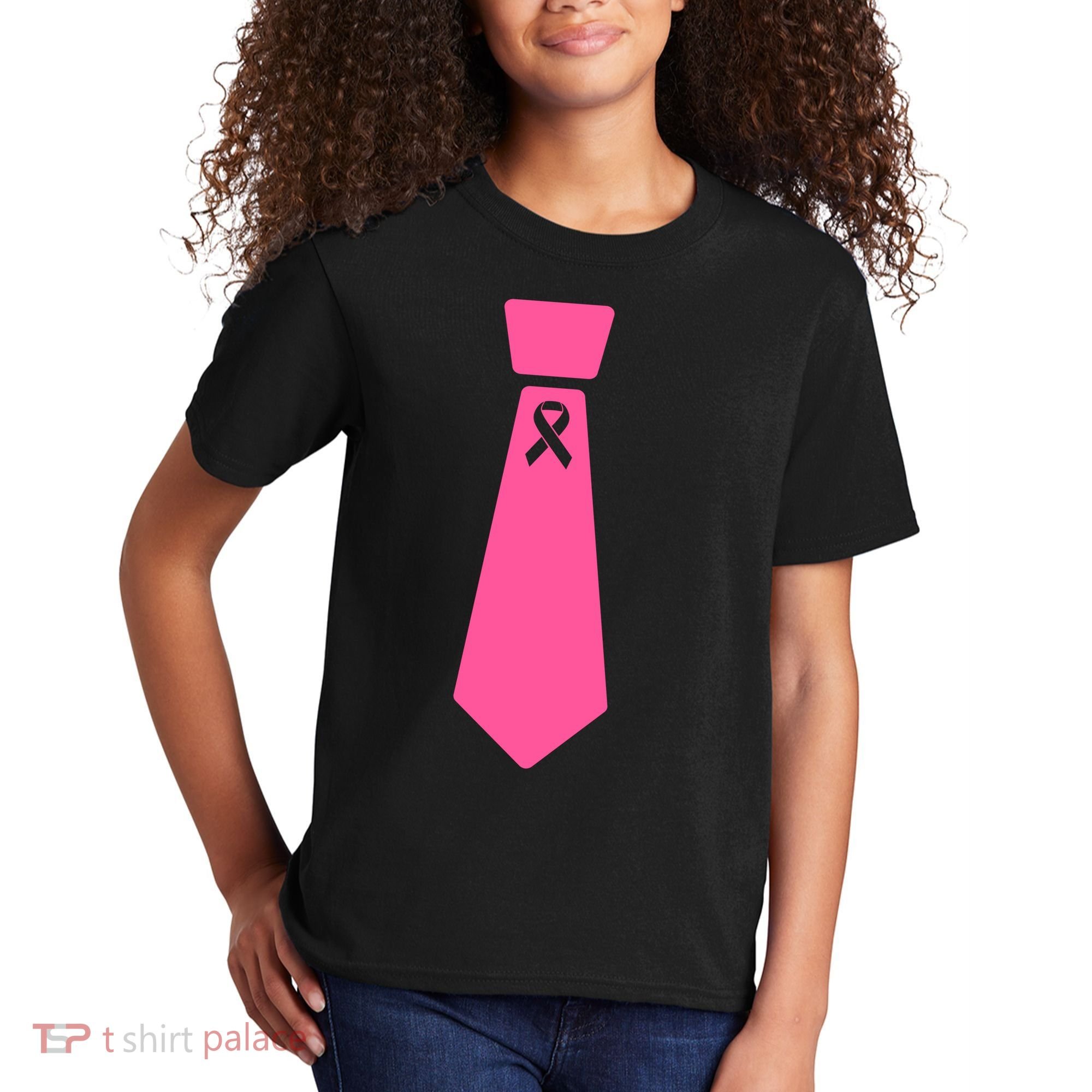 Breast Cancer Awareness Ribbon Tie Kids T-Shirt