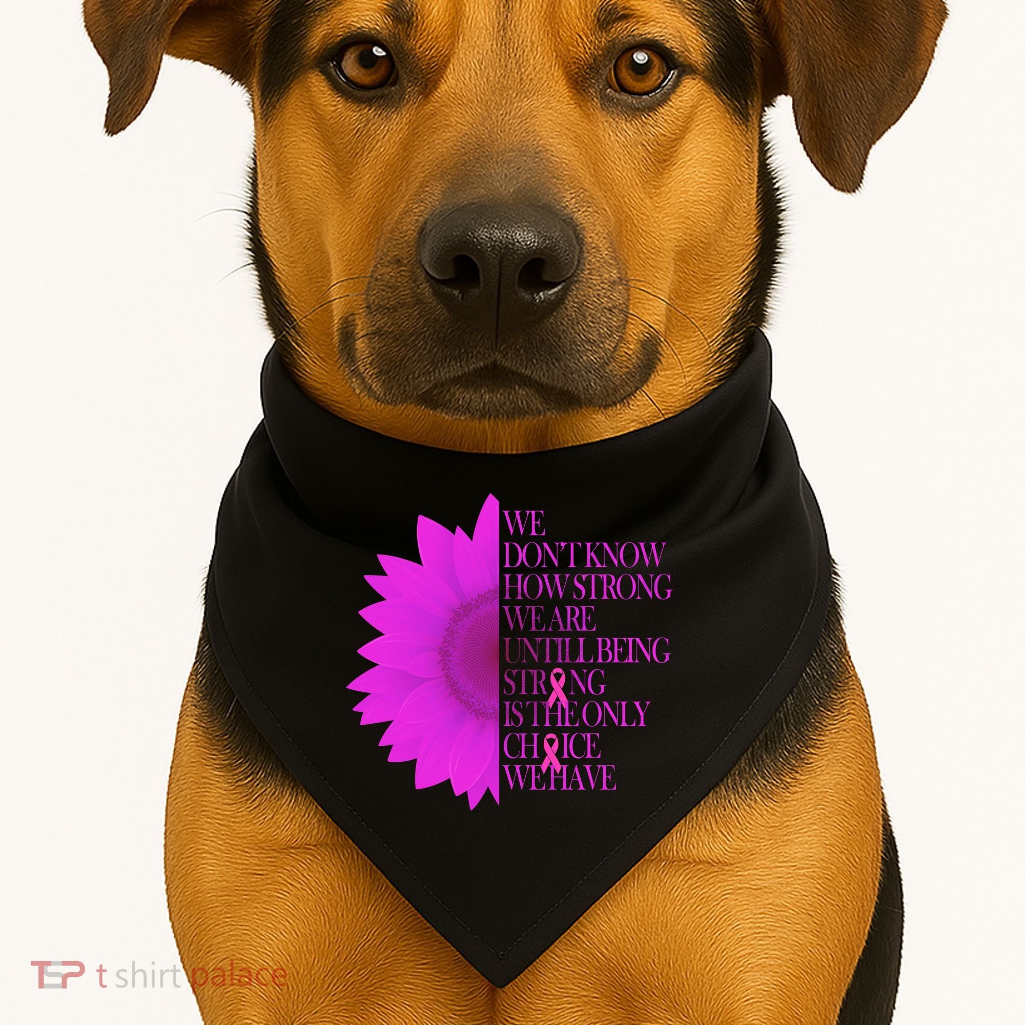 Breast Cancer Awareness Sunflower Quote USA-Made Doggie Bandana