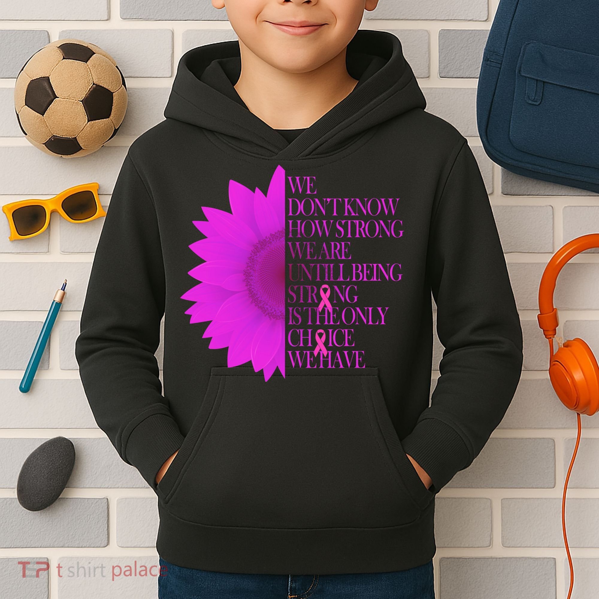 Breast Cancer Awareness Sunflower Quote Kids Hoodie