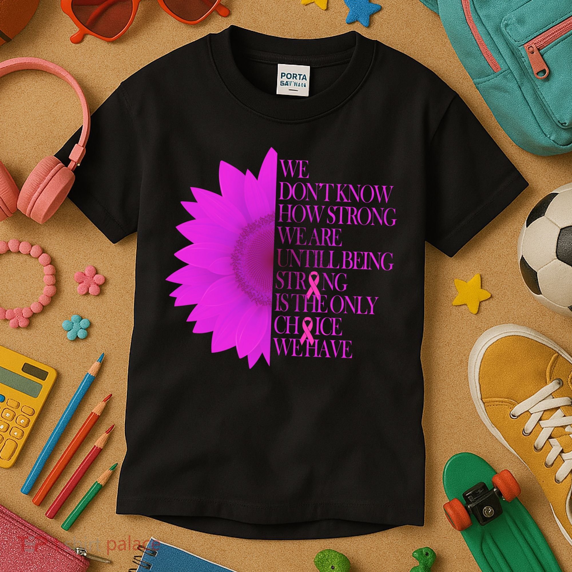 Breast Cancer Awareness Sunflower Quote Kids T-Shirt