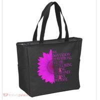 Breast Cancer Awareness Sunflower Quote Tote Bag thumb 2