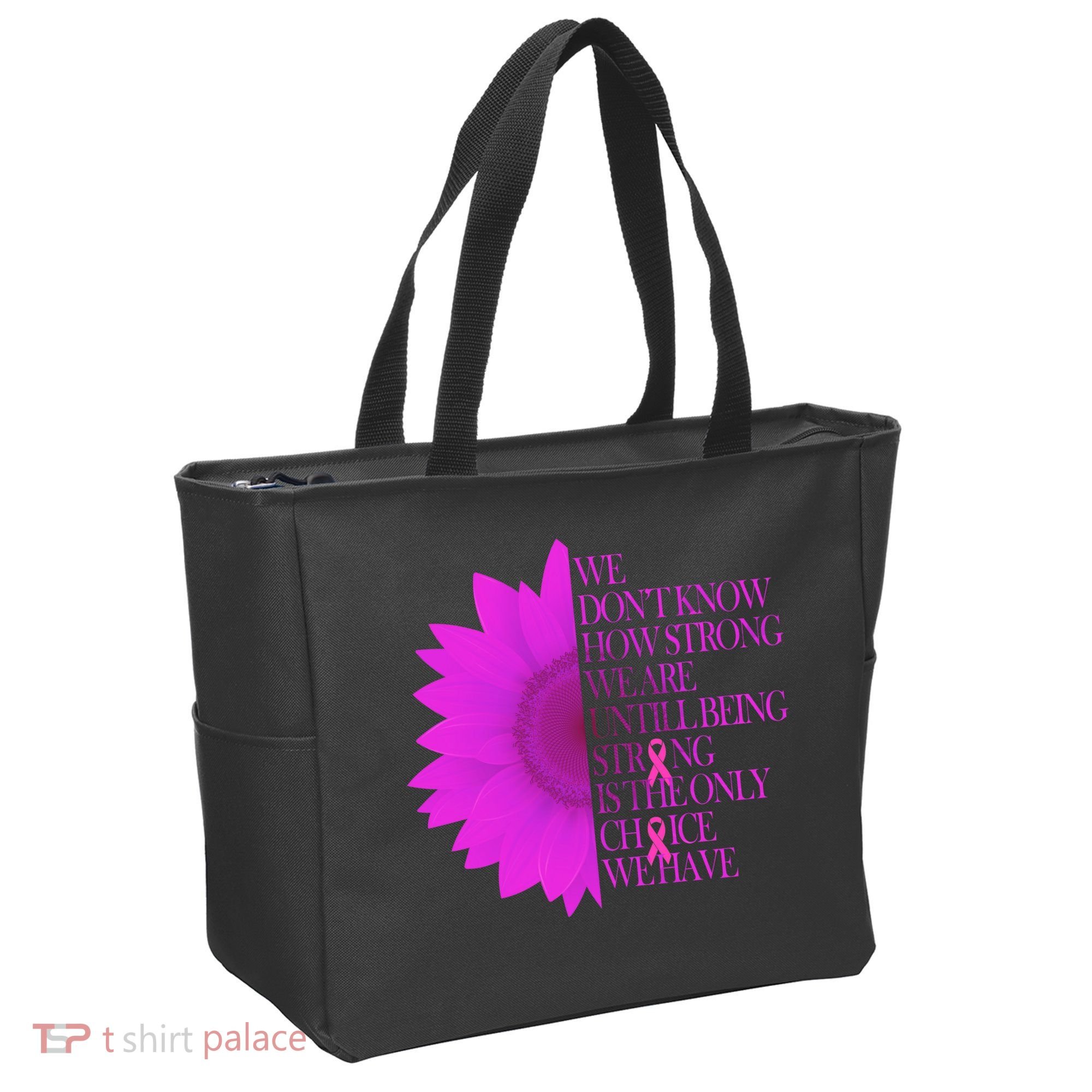 Breast Cancer Awareness Sunflower Quote Tote Bag