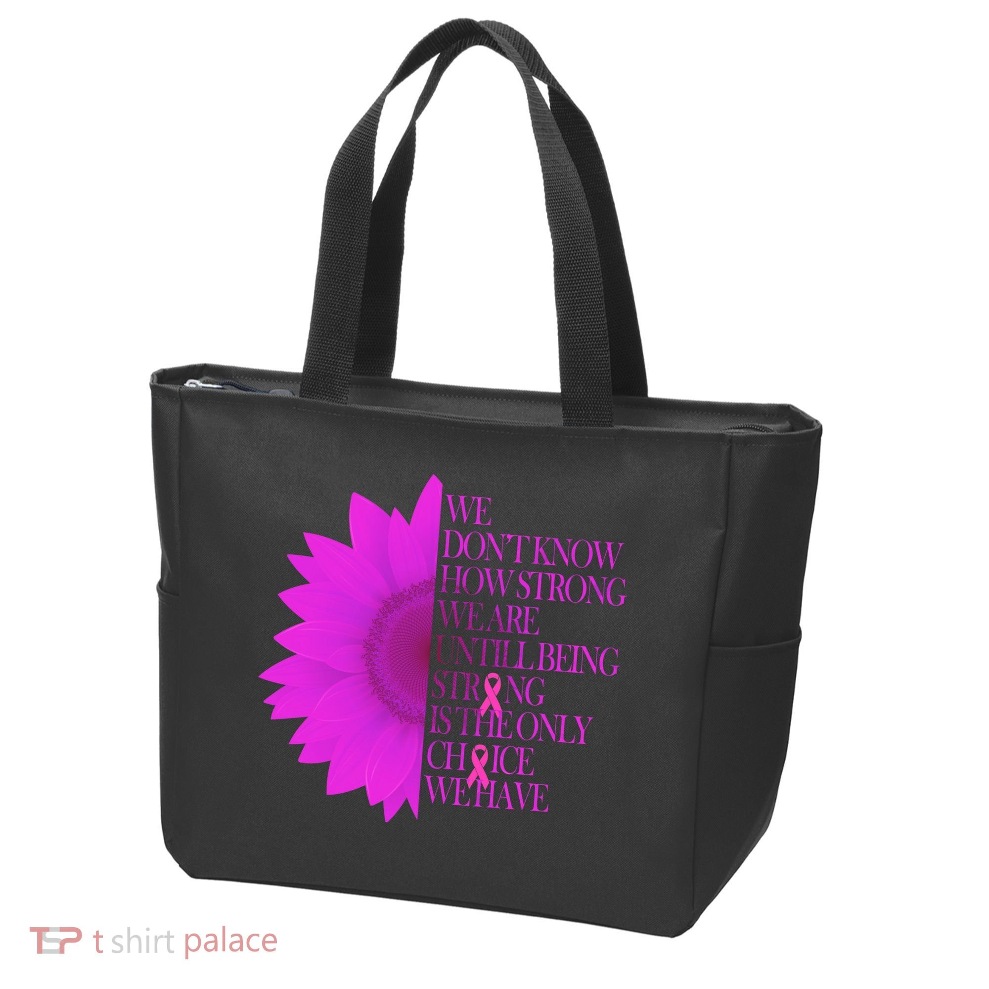 Breast Cancer Awareness Sunflower Quote Tote Bag