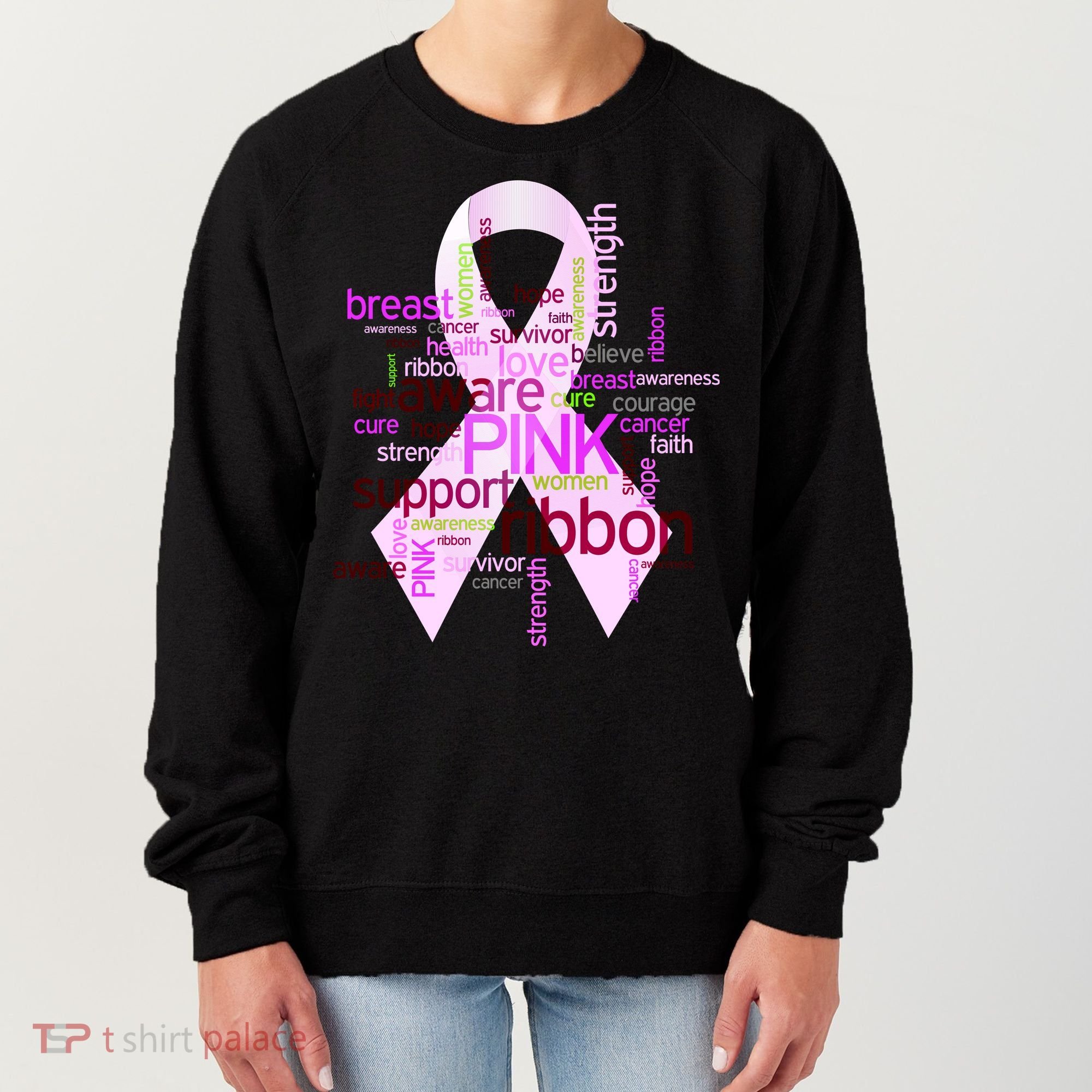 Breast Cancer Awareness Word Mash-Up Women's Sweatshirt
