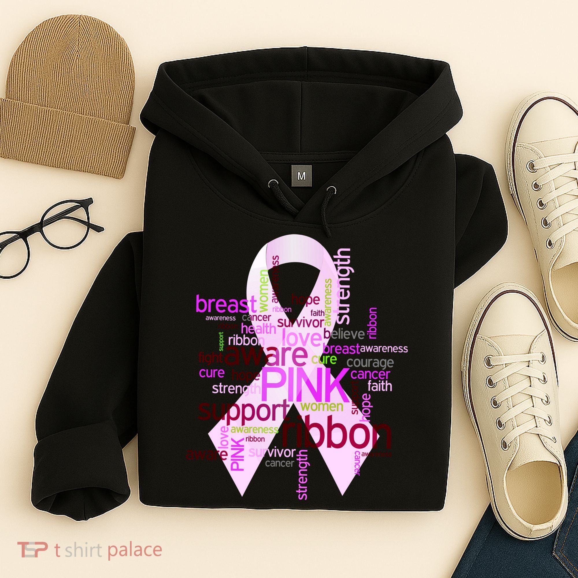 Breast Cancer Awareness Word Mash-Up Hoodie