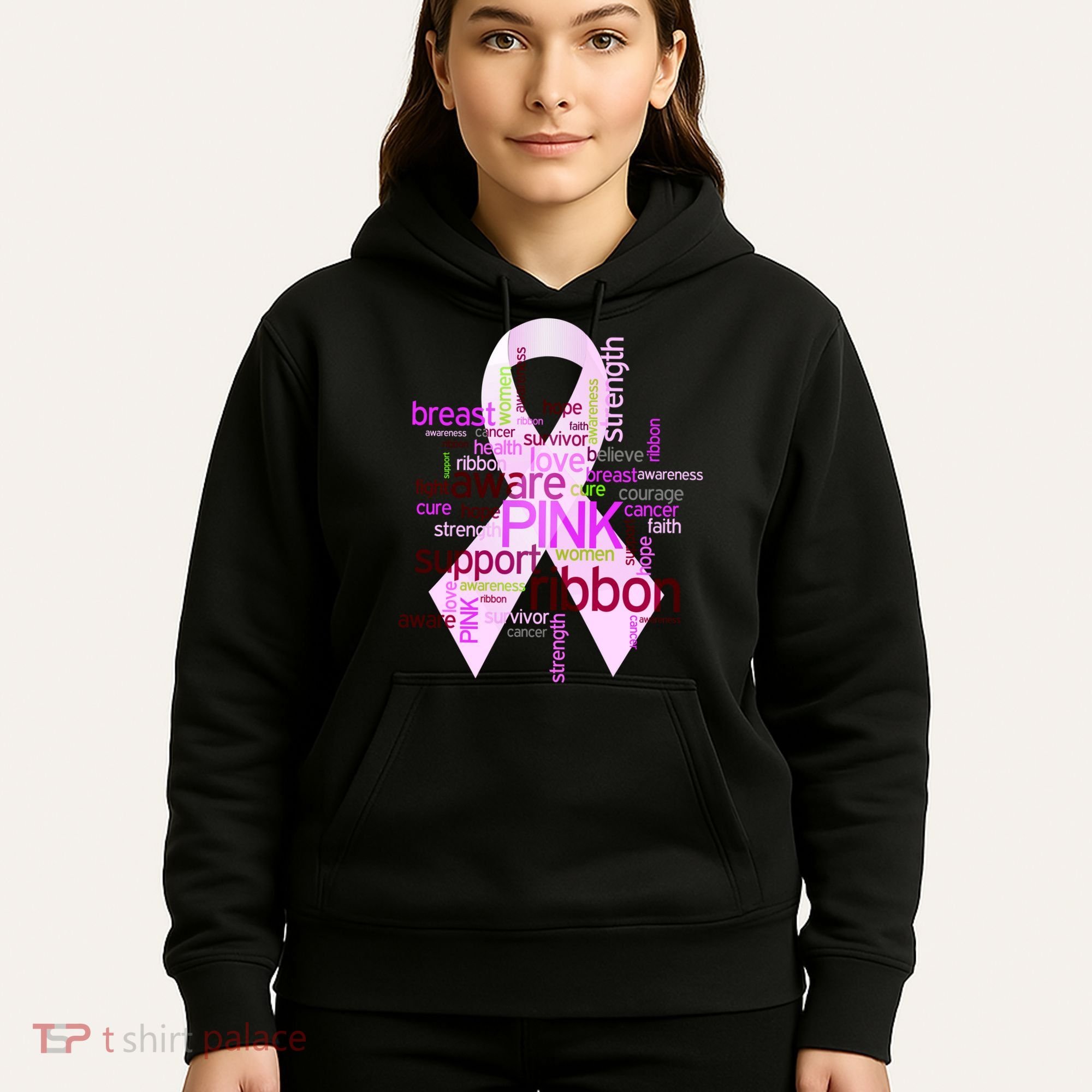 Breast Cancer Awareness Word Mash-Up Hoodie
