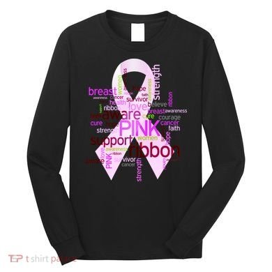 Breast Cancer Awareness Word Mash-Up Long Sleeve Shirt