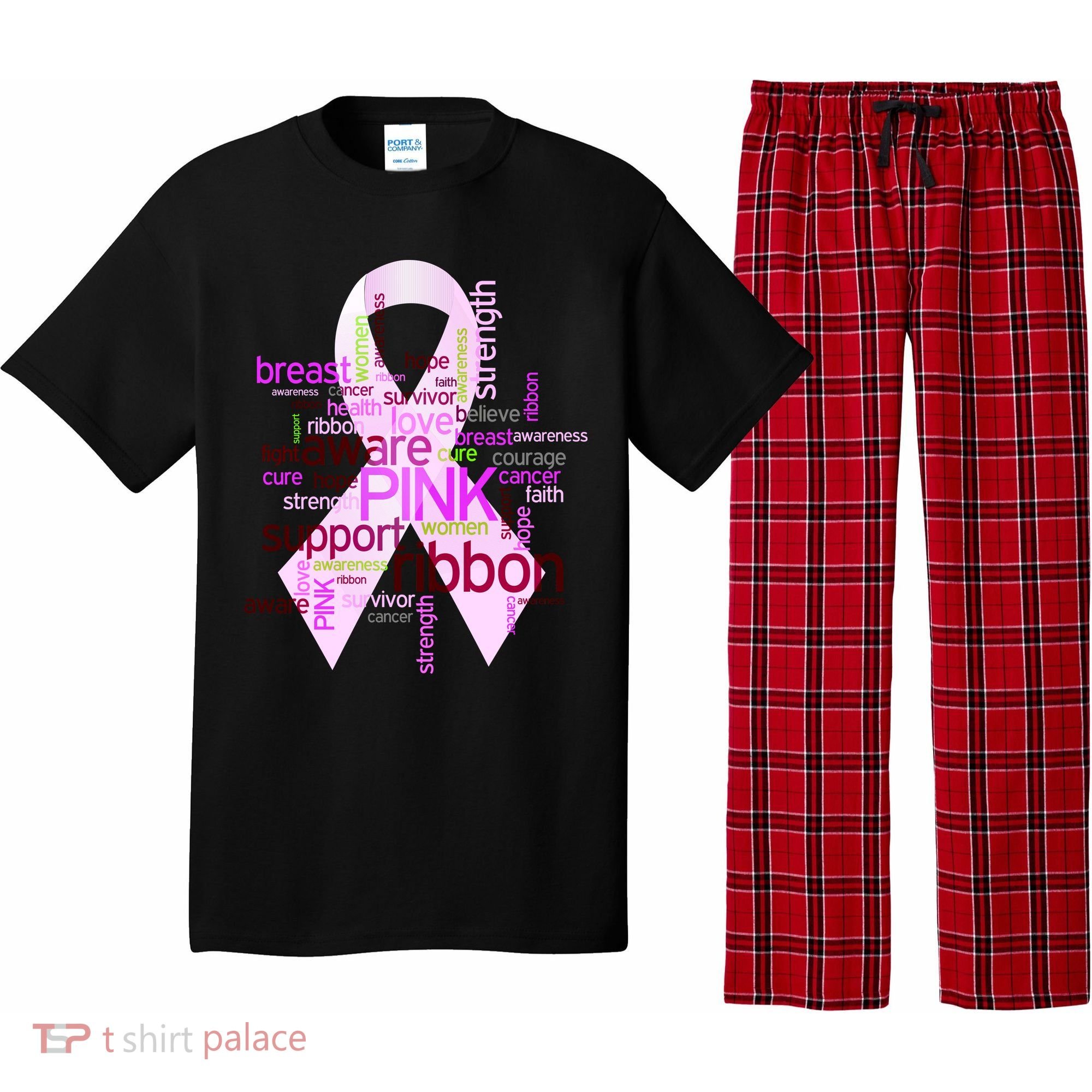Breast Cancer Awareness Word Mash-Up Pajama Set