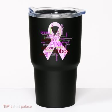 Breast Cancer Awareness Word Mash-Up Tumbler