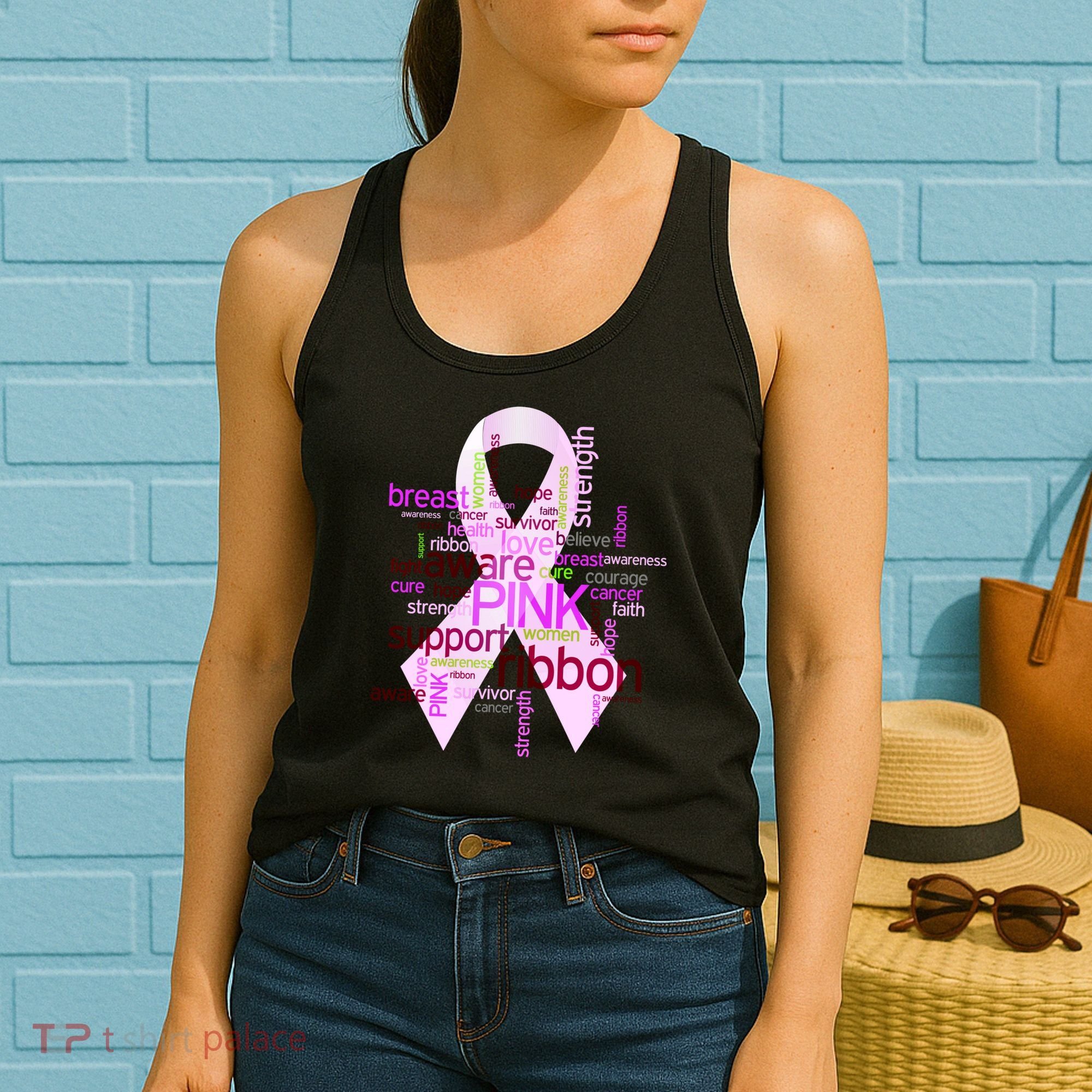 Breast Cancer Awareness Word Mash-Up Women's Tank Top