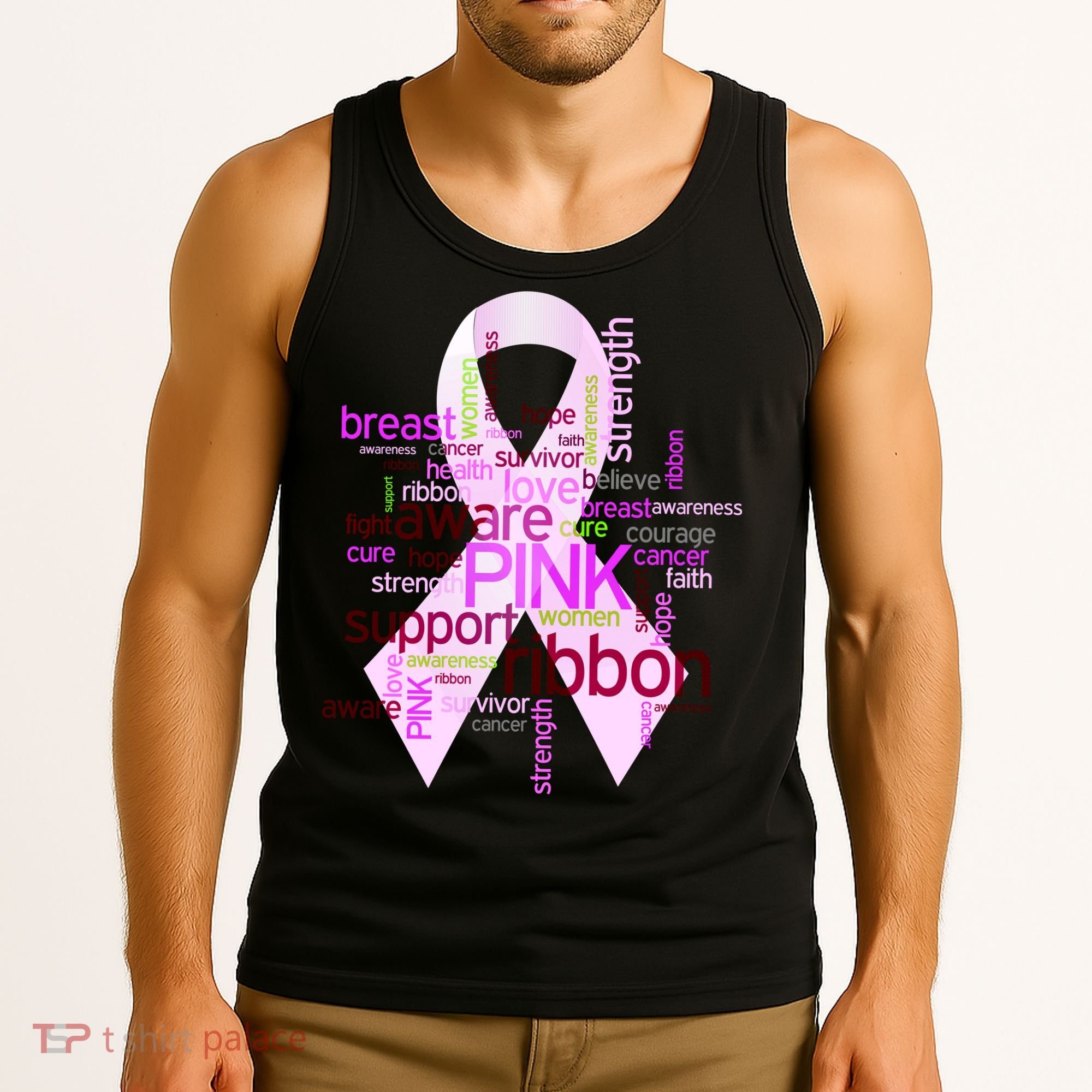Breast Cancer Awareness Word Mash-Up Tank Top