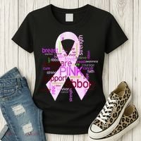 Breast Cancer Awareness Word Mash-Up Women's T-Shirt thumb 3