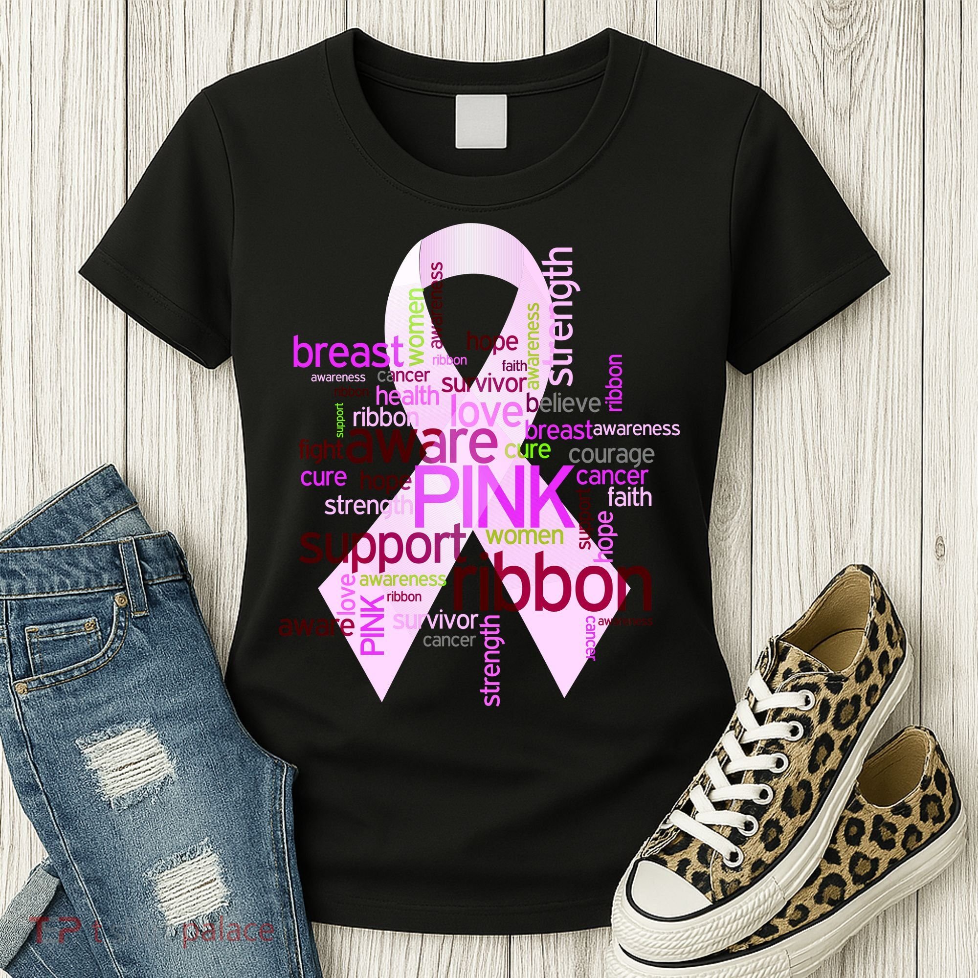 Breast Cancer Awareness Word Mash-Up Women's T-Shirt