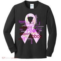 Breast Cancer Awareness Word Mash-Up Kids Long Sleeve Shirt thumb 0