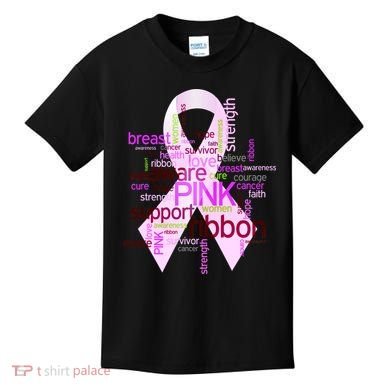 Breast Cancer Awareness Word Mash-Up Kids T-Shirt