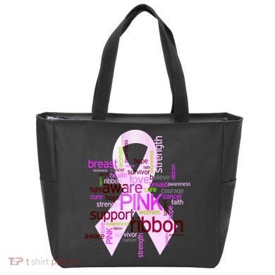 Breast Cancer Awareness Word Mash-Up Tote Bag