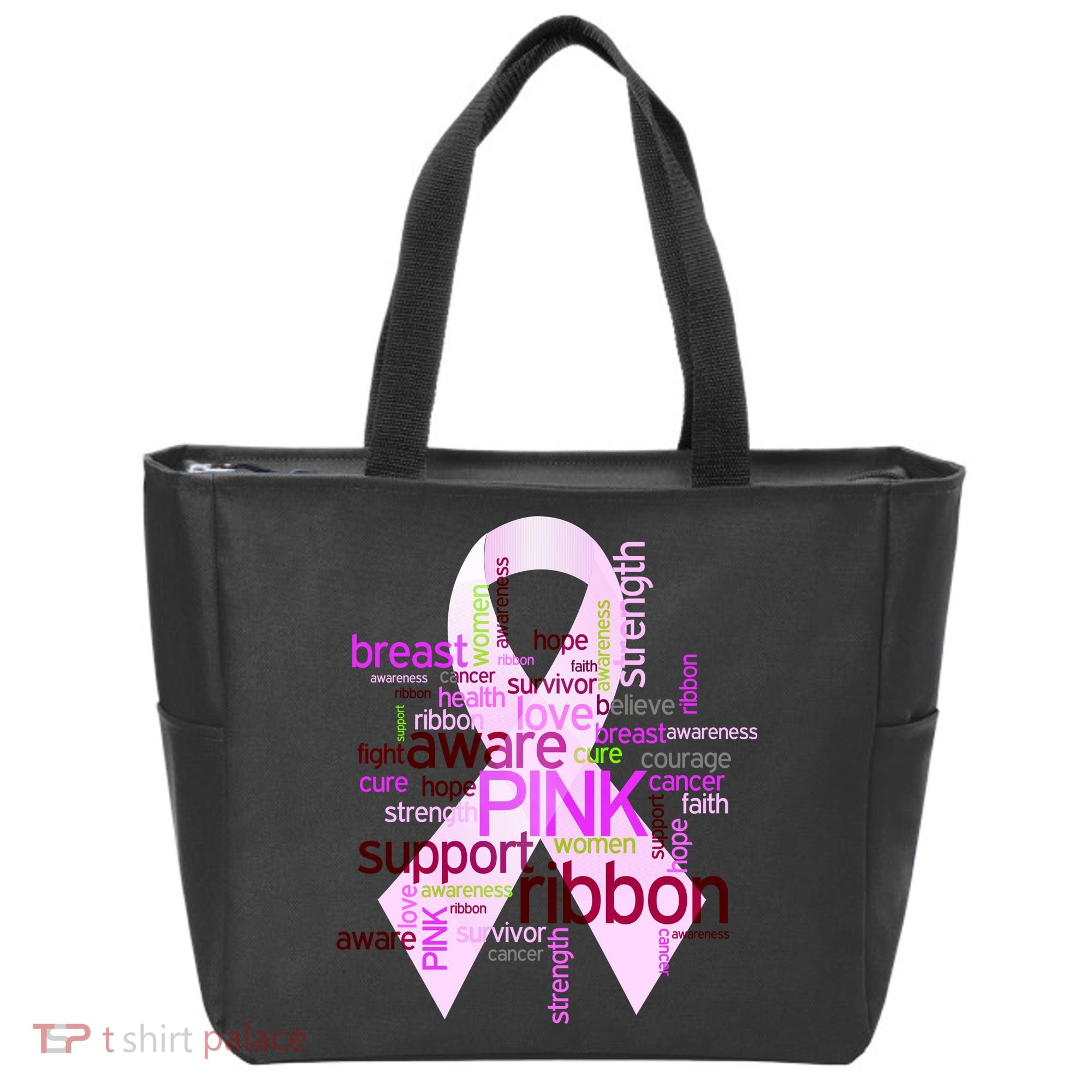 Breast Cancer Awareness Word Mash-Up Tote Bag