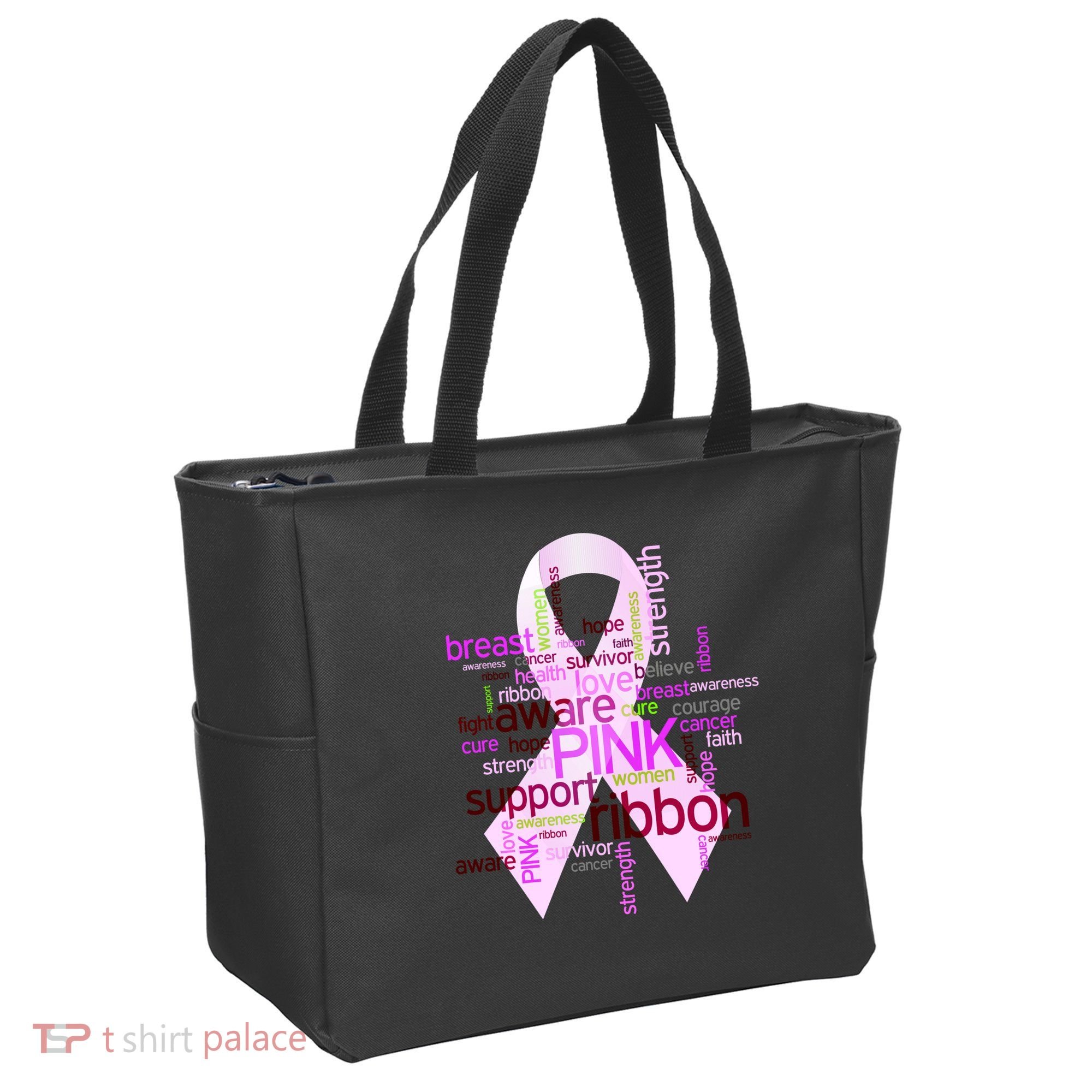 Breast Cancer Awareness Word Mash-Up Tote Bag