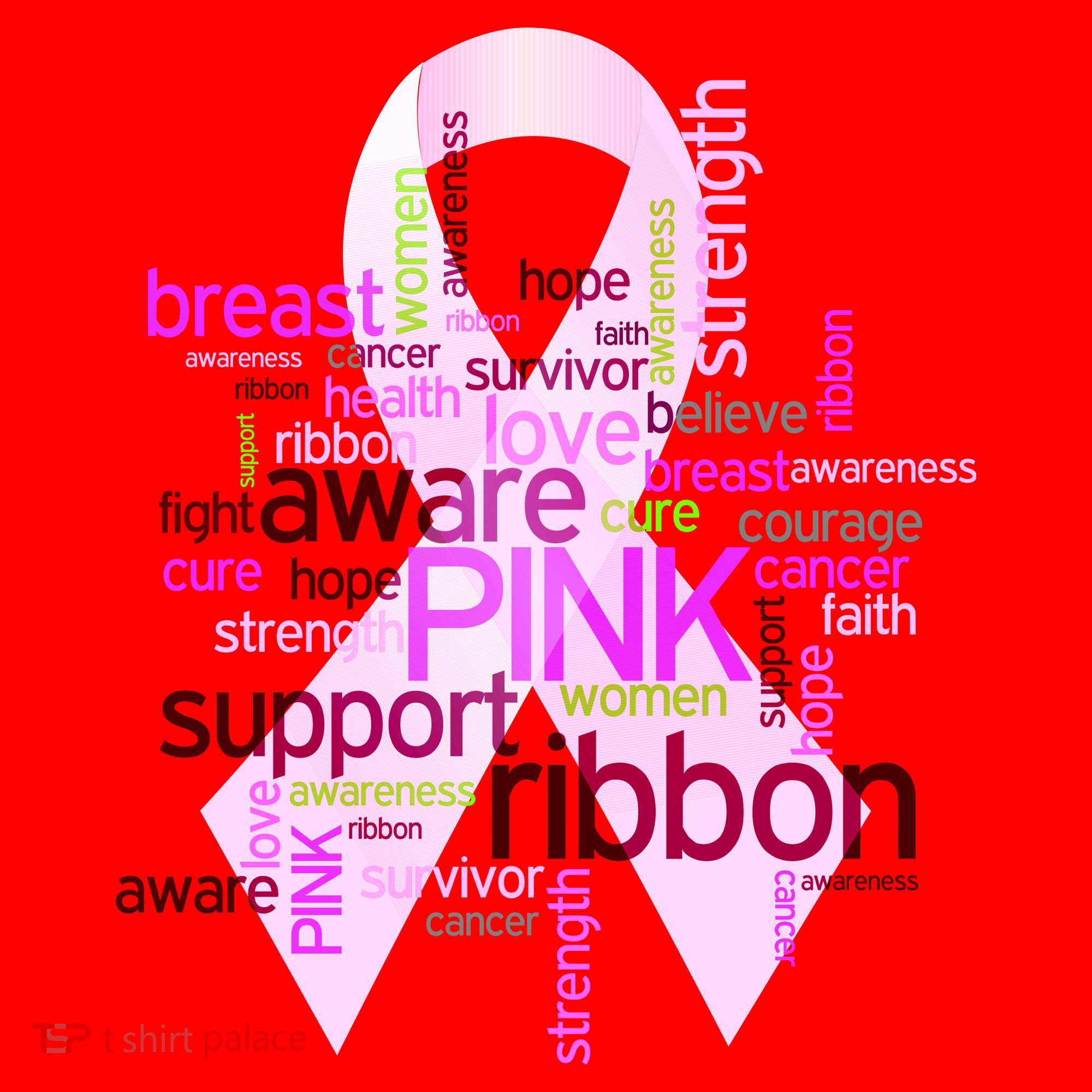 Breast Cancer Awareness Word Mash-Up Santa Hat