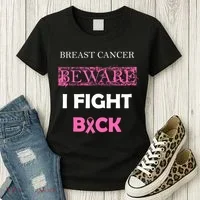 Breast Cancer Beware I Fight Back Women's T-Shirt thumb 3