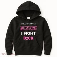 Breast Cancer Beware I Fight Back Kids Hoodie thumb 0