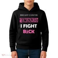 Breast Cancer Beware I Fight Back Kids Hoodie thumb 4