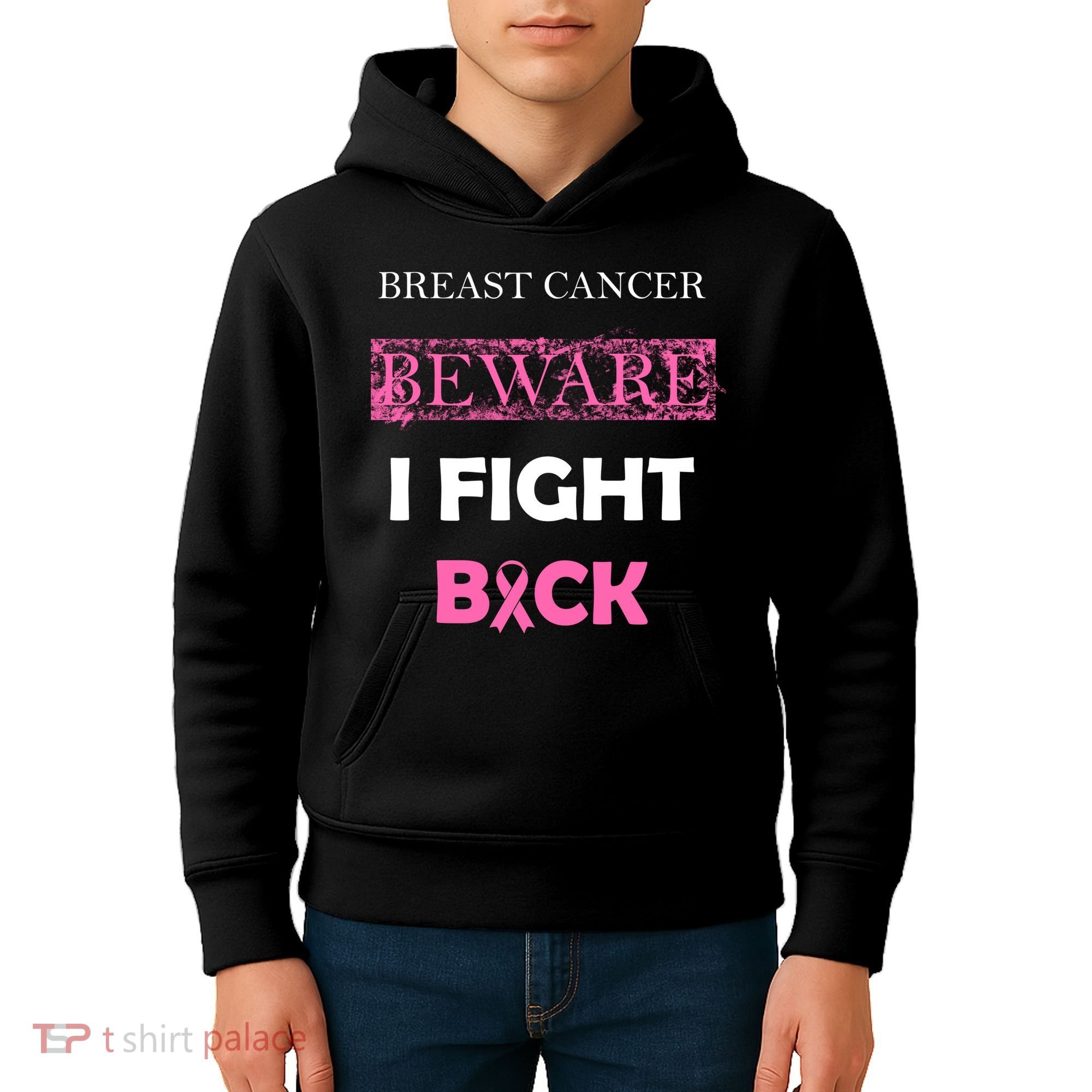Breast Cancer Beware I Fight Back Kids Hoodie