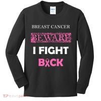 Breast Cancer Beware I Fight Back Kids Long Sleeve Shirt thumb 0