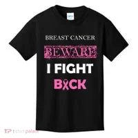 Breast Cancer Beware I Fight Back Kids T-Shirt thumb 0