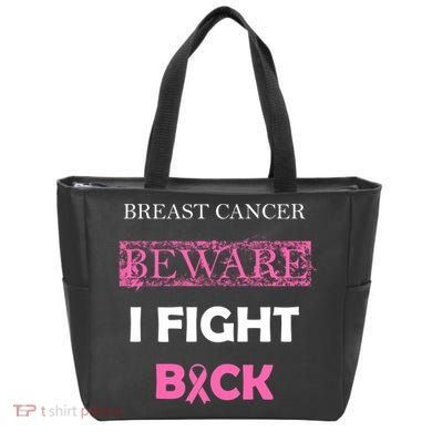 Breast Cancer Beware I Fight Back Tote Bag