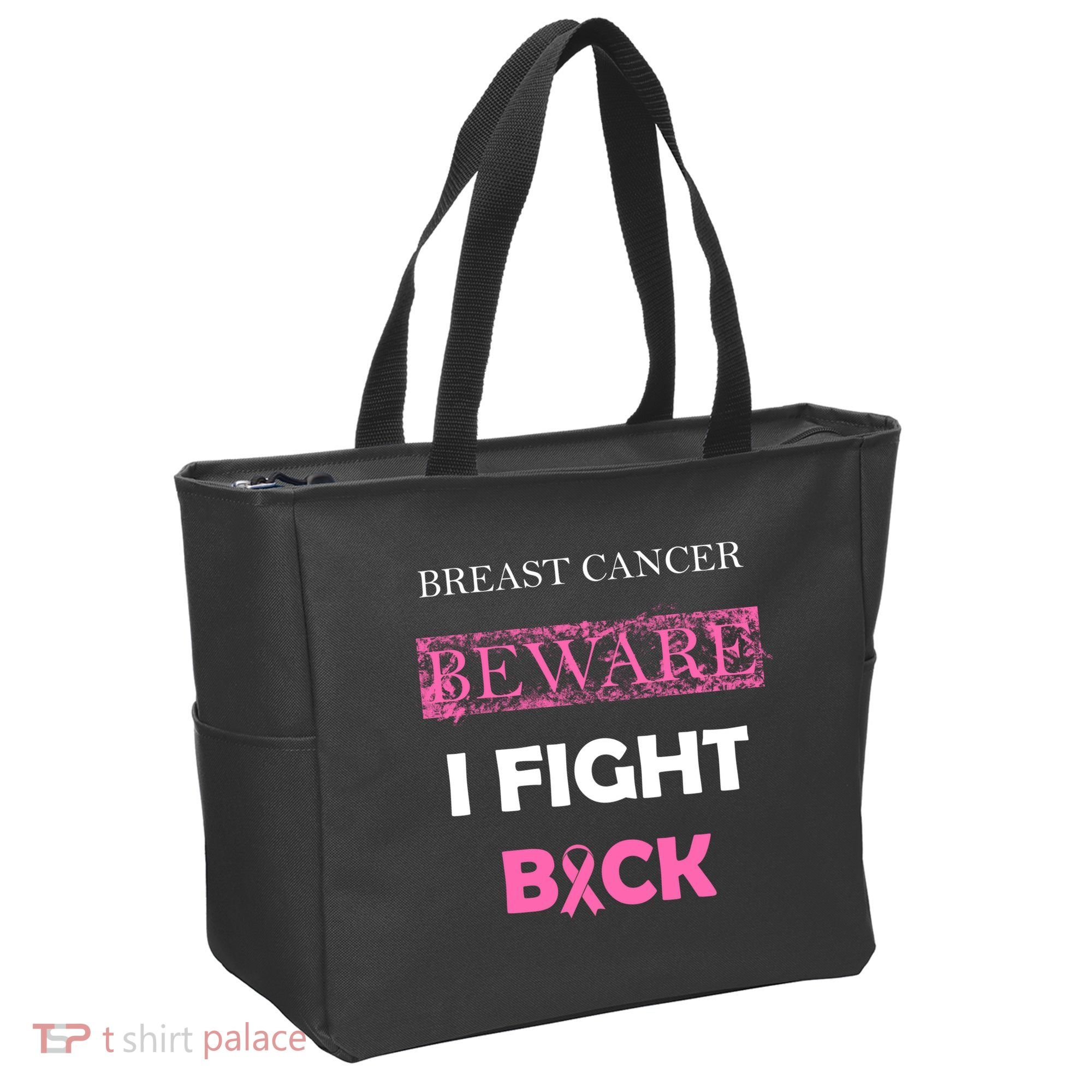 Breast Cancer Beware I Fight Back Tote Bag