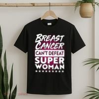 Breast Cancer Can't Defeat Super Woman T-Shirt thumb 2