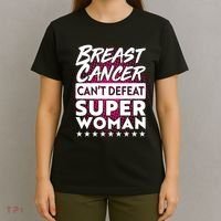 Breast Cancer Can't Defeat Super Woman T-Shirt thumb 4