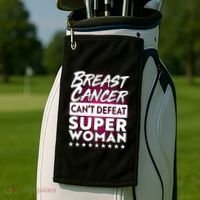 Breast Cancer Can't Defeat Super Woman Golf Towel thumb 2