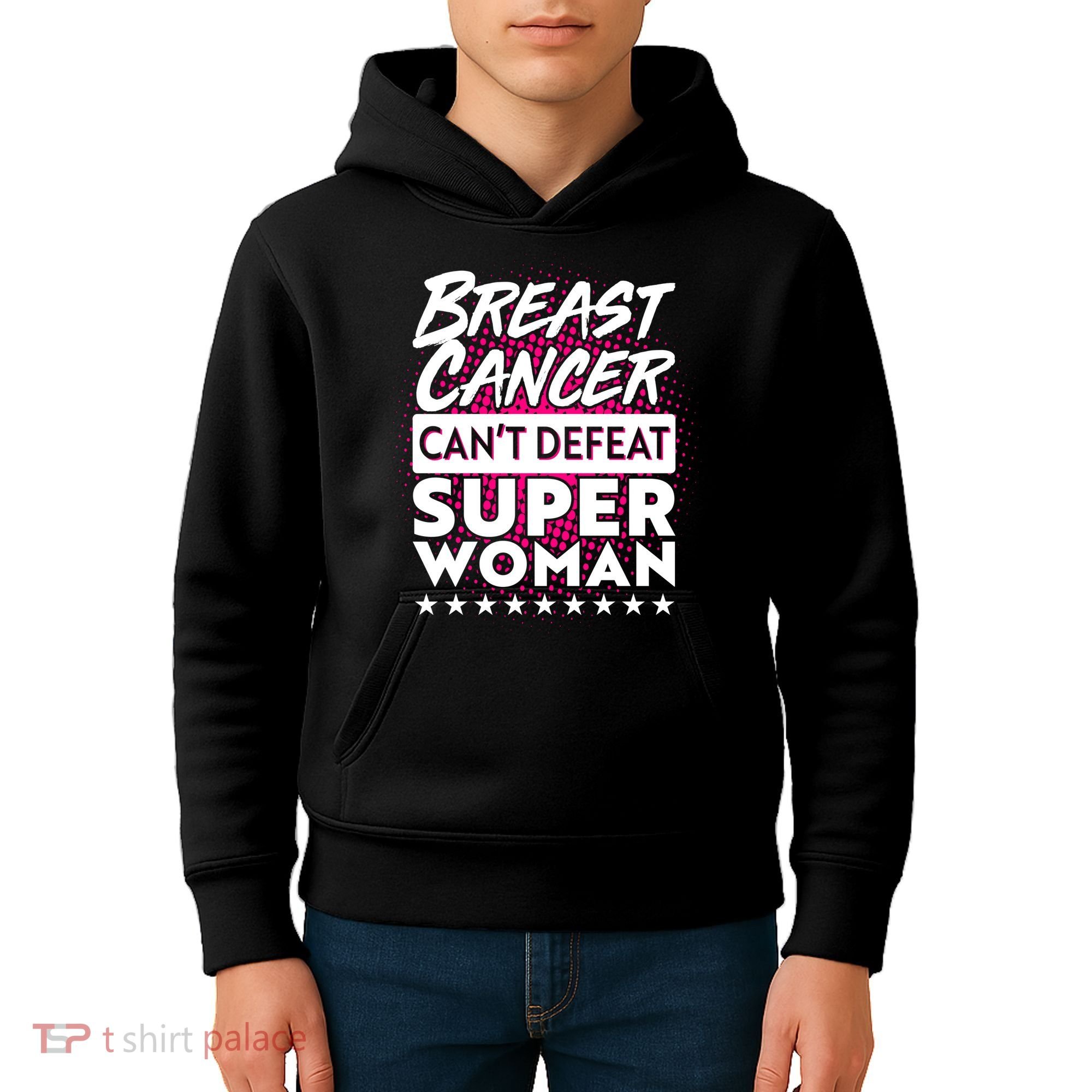 Breast Cancer Can't Defeat Super Woman Kids Hoodie