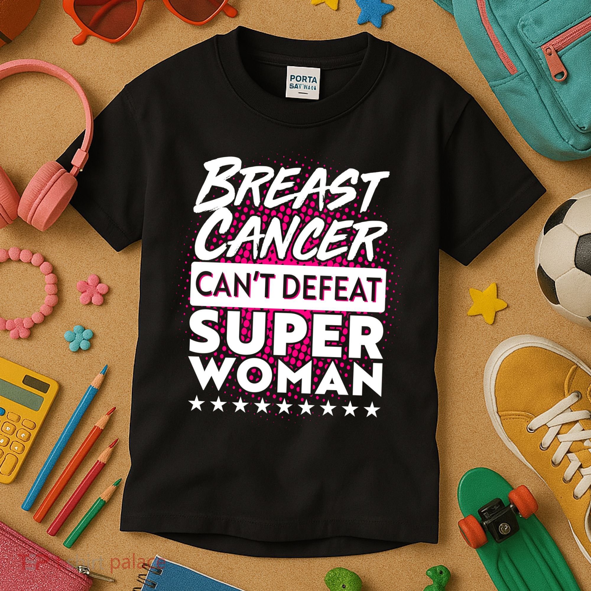 Breast Cancer Can't Defeat Super Woman Kids T-Shirt