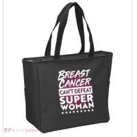 Breast Cancer Can't Defeat Super Woman Tote Bag thumb 2