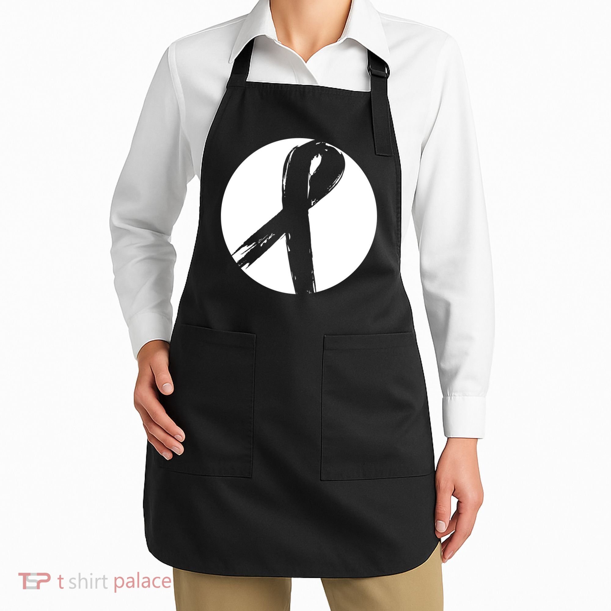 Breast Cancer Circle Ribbon Logo Apron