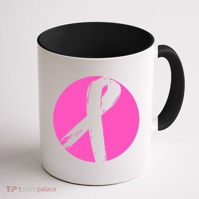 Breast Cancer Circle Ribbon Logo Coffee Mug back