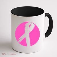 Breast Cancer Circle Ribbon Logo Coffee Mug thumb 1