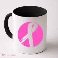 Breast Cancer Circle Ribbon Logo Coffee Mug thumb 0