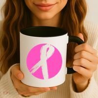 Breast Cancer Circle Ribbon Logo Coffee Mug thumb 3