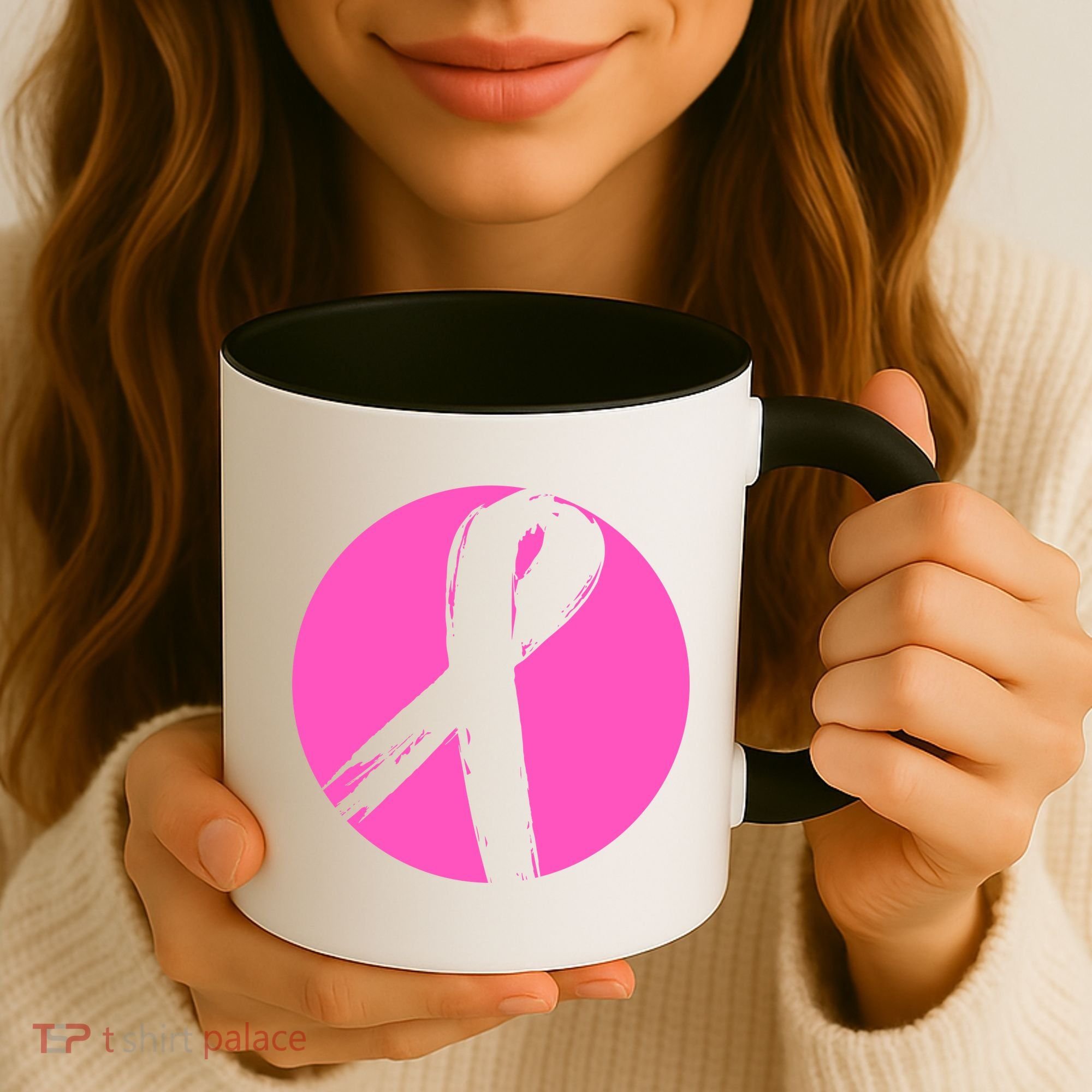 Breast Cancer Circle Ribbon Logo Coffee Mug