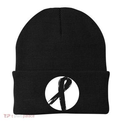 Breast Cancer Circle Ribbon Logo Beanie