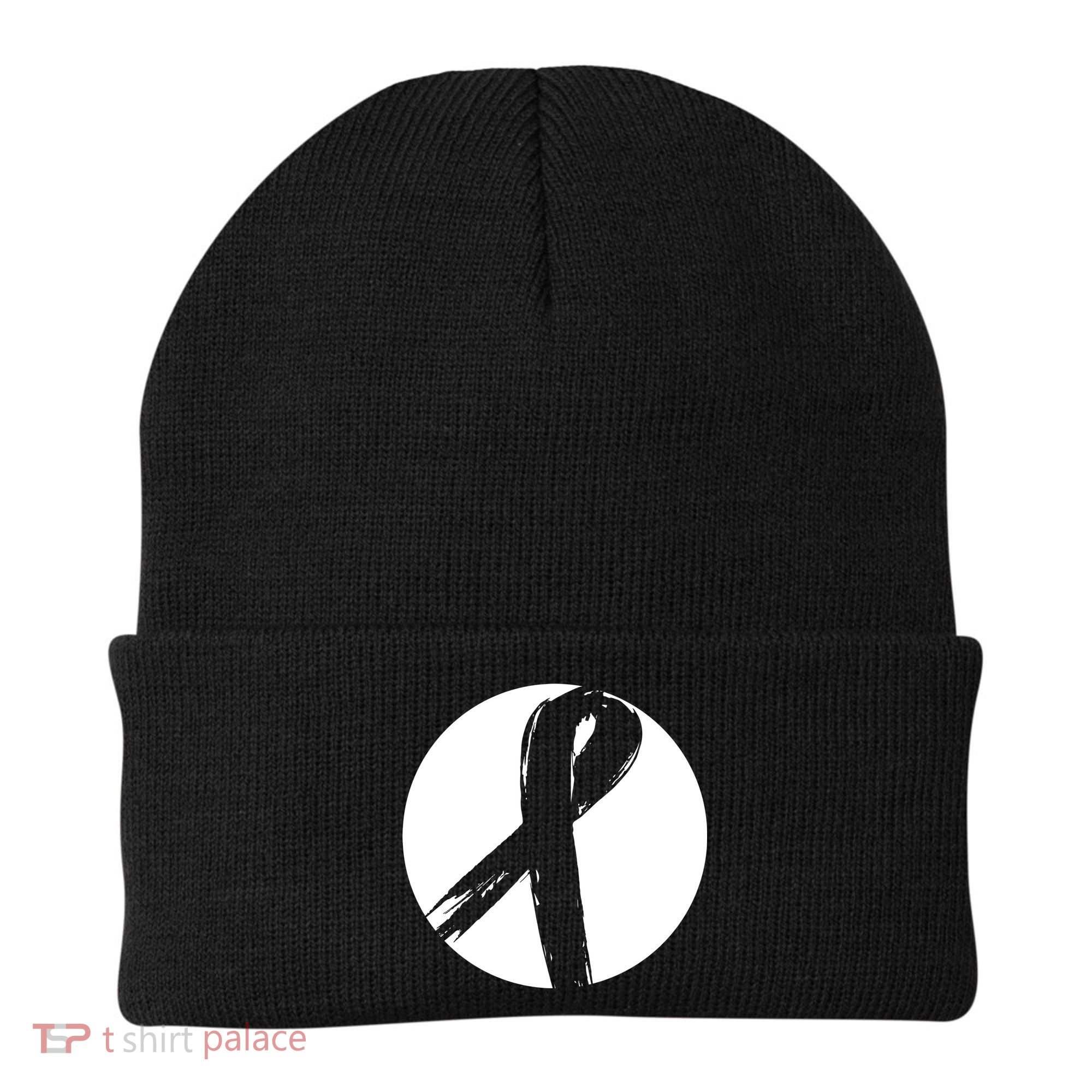 Breast Cancer Circle Ribbon Logo Beanie